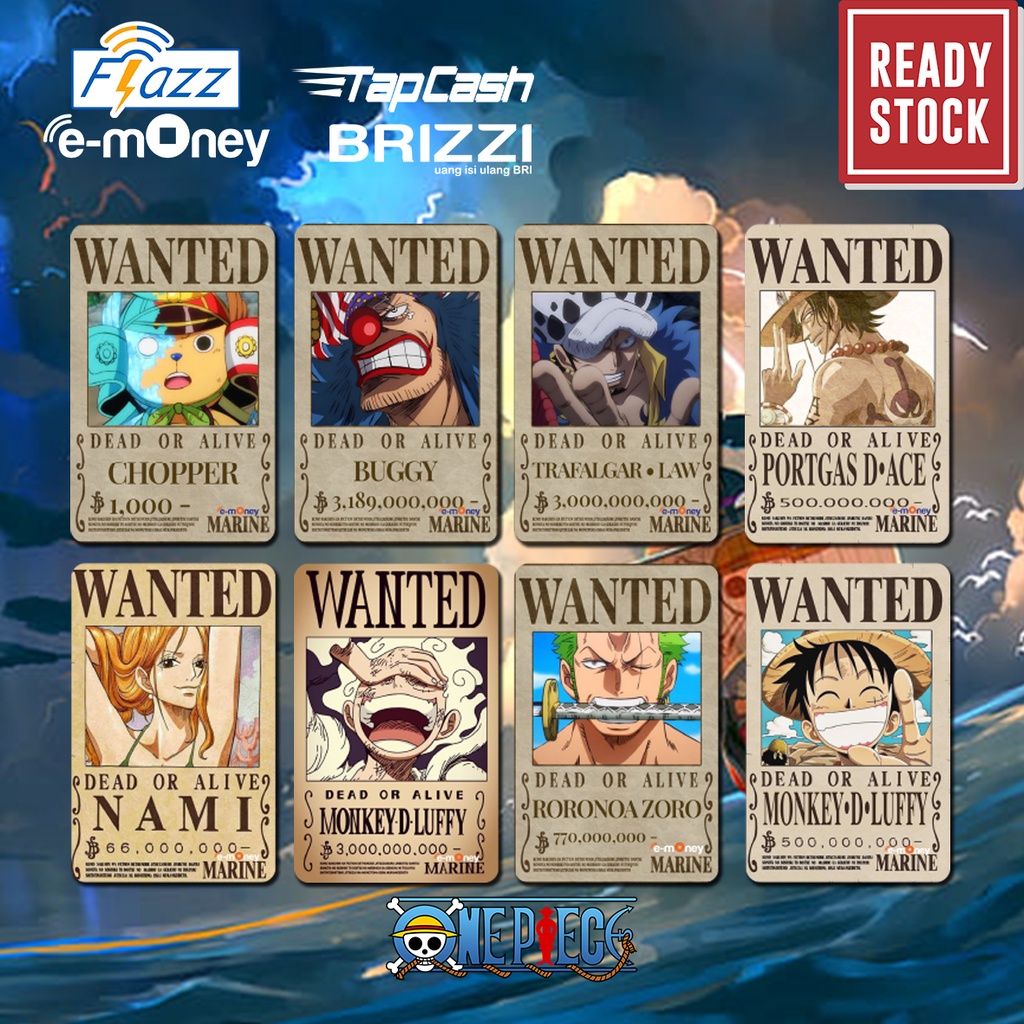 Emoney mandiri flazz bca gen 2 brizzi tap cash custom Anime ONE PIECE Card kartu e toll free edit 1 sisi atau 2 sisi cocok untuk komunitas dan souvenir