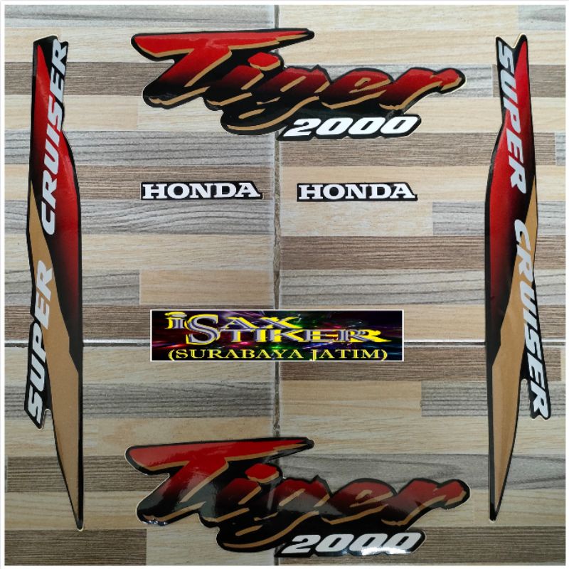 striping original Honda Tiger 2000 hitam Lis merah coklat