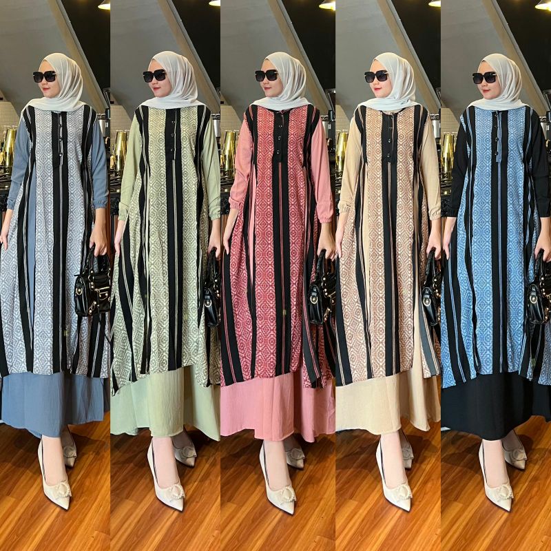 gamis wanita cosela outer lepas pasang