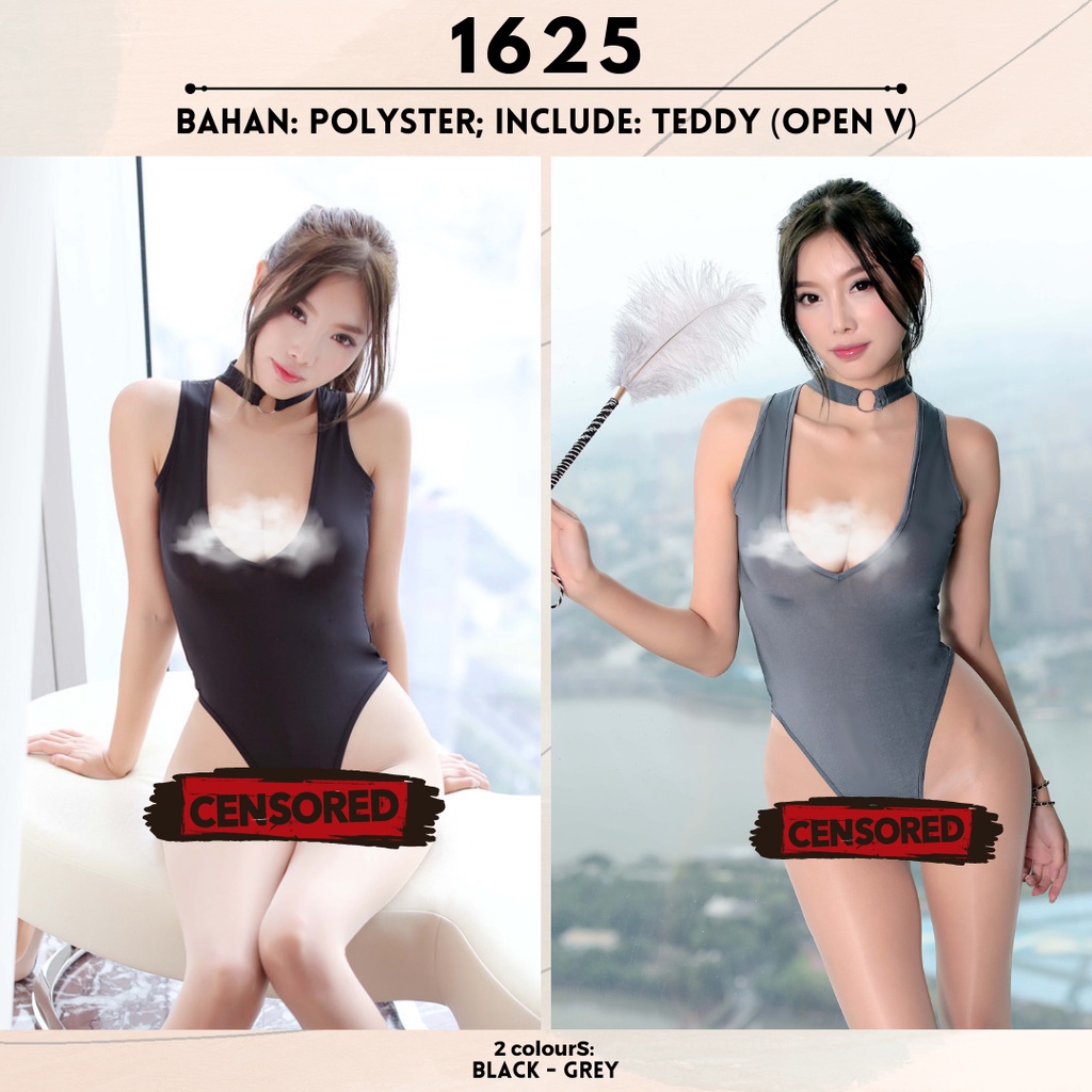 BL1625 Aurora Lingerie Leotard Silky Elastis Bodysuit OPEN V