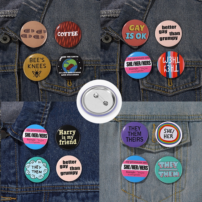 50gaya Kartun Text Quotes Tombol Tinplate Pin Kucing Lucu Lebah Totoro Bros Lencana Kerah Pin Lucu Kerah Logam Lencana Kreatif Perhiasan Hadiah Untuk Teman
