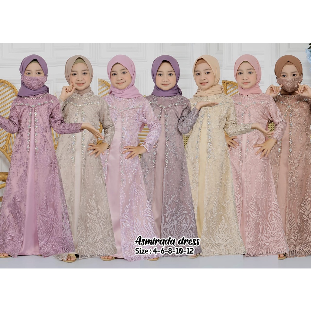 QB DRESS ASMIRADA ANAK USIA 4 SD 12 TAHUN / GAMIS REGINA / KEBAYA ANAK MODERN / GAMIS LEBARAN ANAK