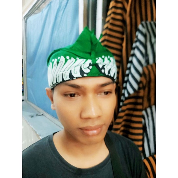 Iket Sunda Tertutup Motif Batik Banyuwangi Hijau || Udeng || Totopong Sunda