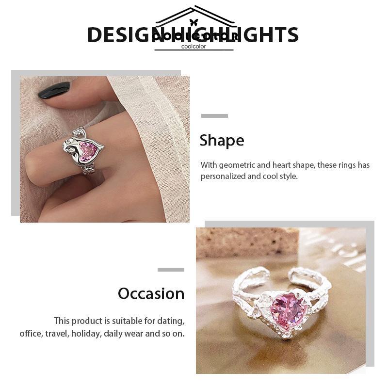 COD❤️3PCS Cincin RetroDesain Ceruk  Temperamen Mewah  Buka Dapat Disesuaikan  Cincin Jari Telunjuk- cl