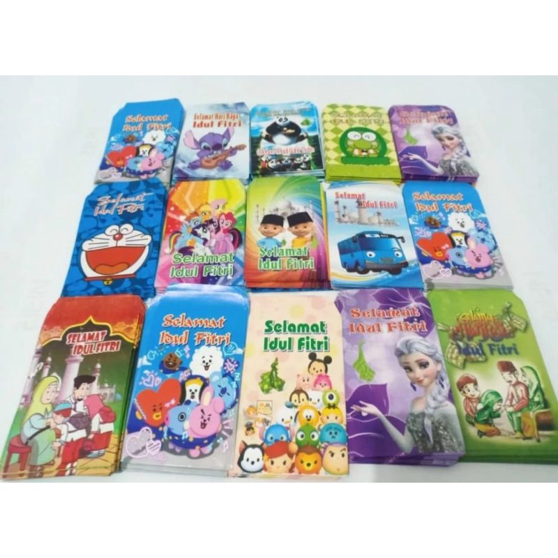 

Amplop Lebaran 100 lembar motif karakter Angpao lebaran Idul Fitri 2024 campur karakter FREE plastik 10 lbr