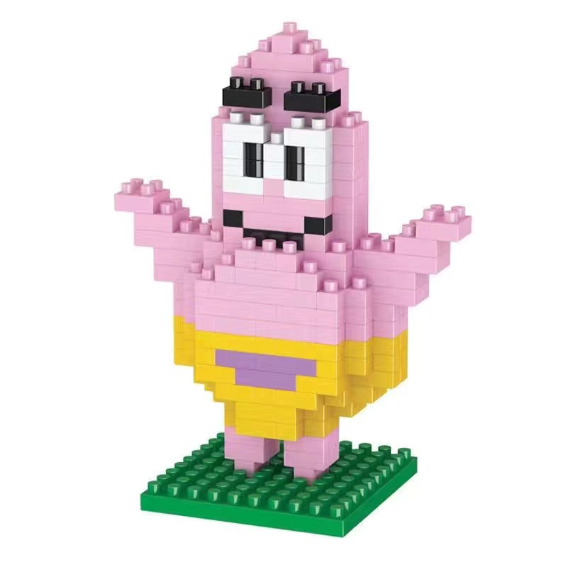 Puzzle Dimensi Kompatibel Dengan Lego Micro Diamond Partikel Kecil Blok Bangunan SpongeBob Anak Mainan Edukasi