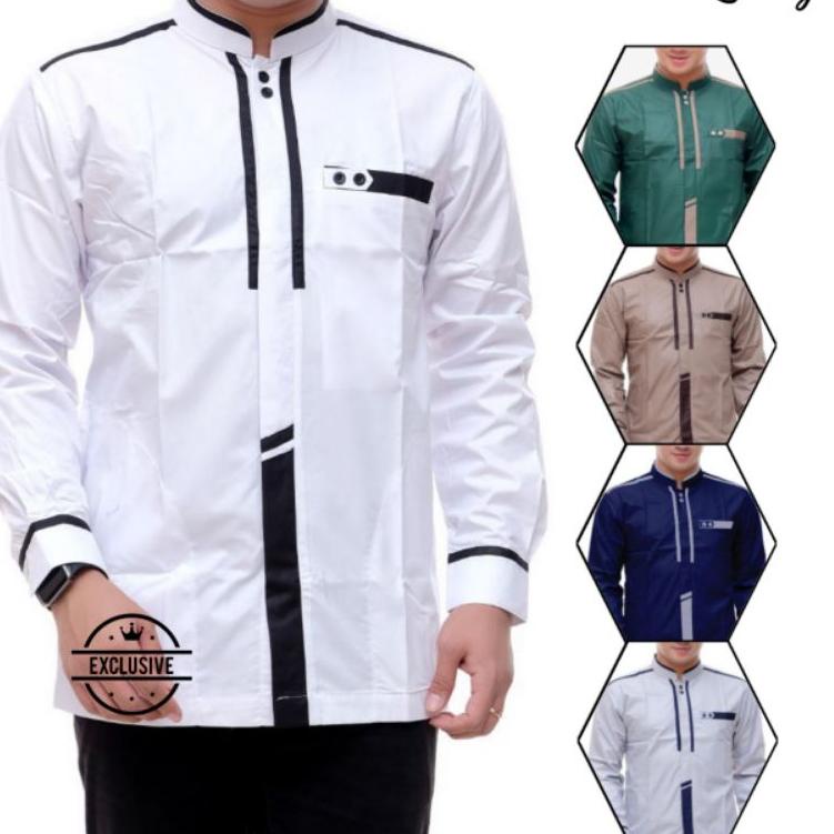 Murah Baju koko pria dewasa terbaru lengan panjang kain katun toyobo koko hadroh murah koko elrumi t