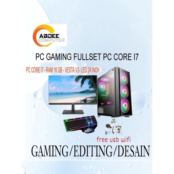 PC GAMING CORE I7 RAM 16 GB SSD 128 VGA 4 GB GTX 750 LED 24&quot; 60HZ FULLSET