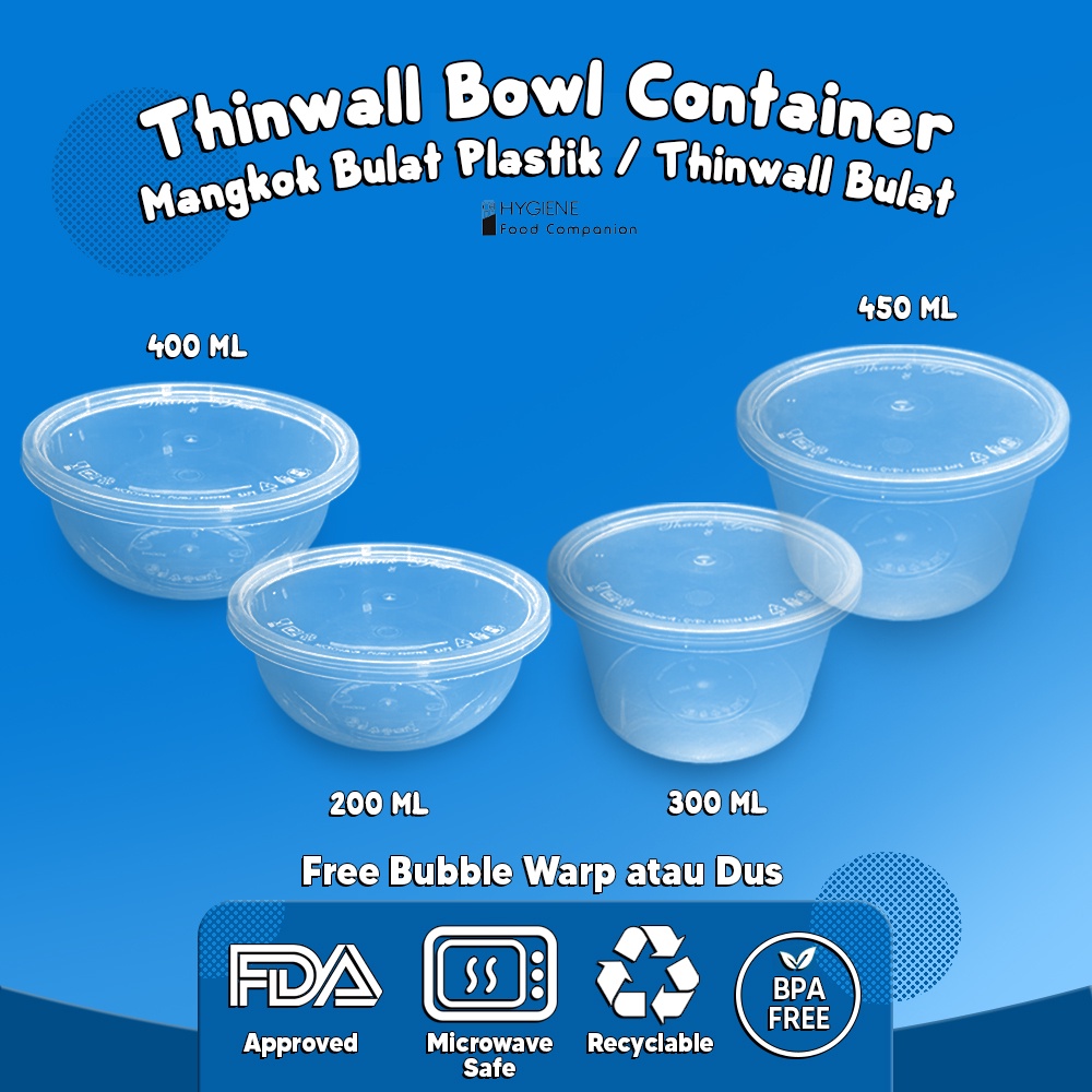 THINWALL MANGKOK / THINWALL BOWL / THINWALL ROUND ALL SIZE  200-450 ML MURAH