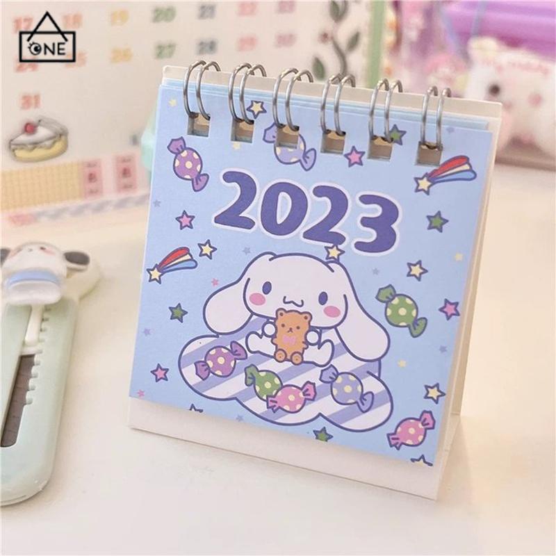 COD❤️Kalender Meja Mini 2023  Lucu Vertikal  Anjing Kuromi Cinnamoroll  Kalender Kecil-A.one