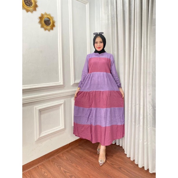 DRESS BRANDED LONGDRESS RUFFLE GAMIS WANITA