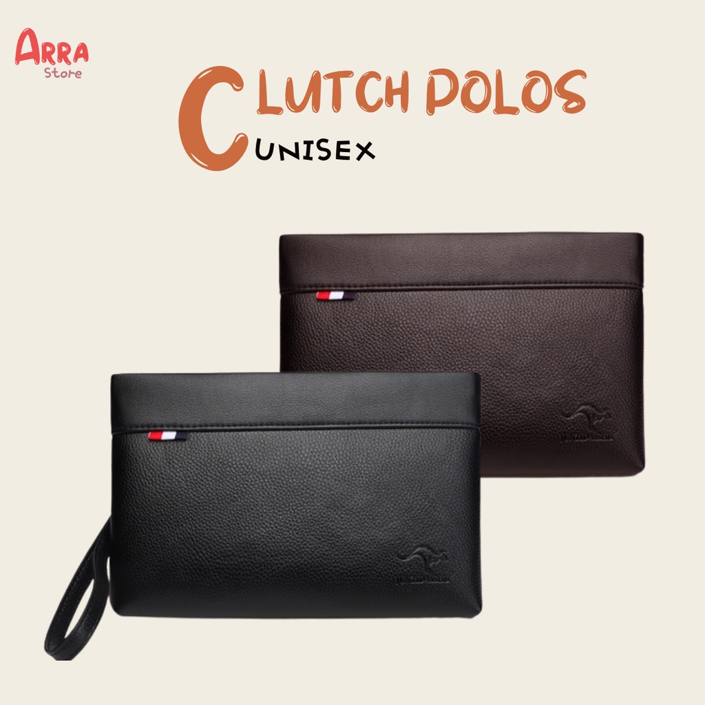 Clutch Bag Handbag Kulit Polos Pria Wanita Premium