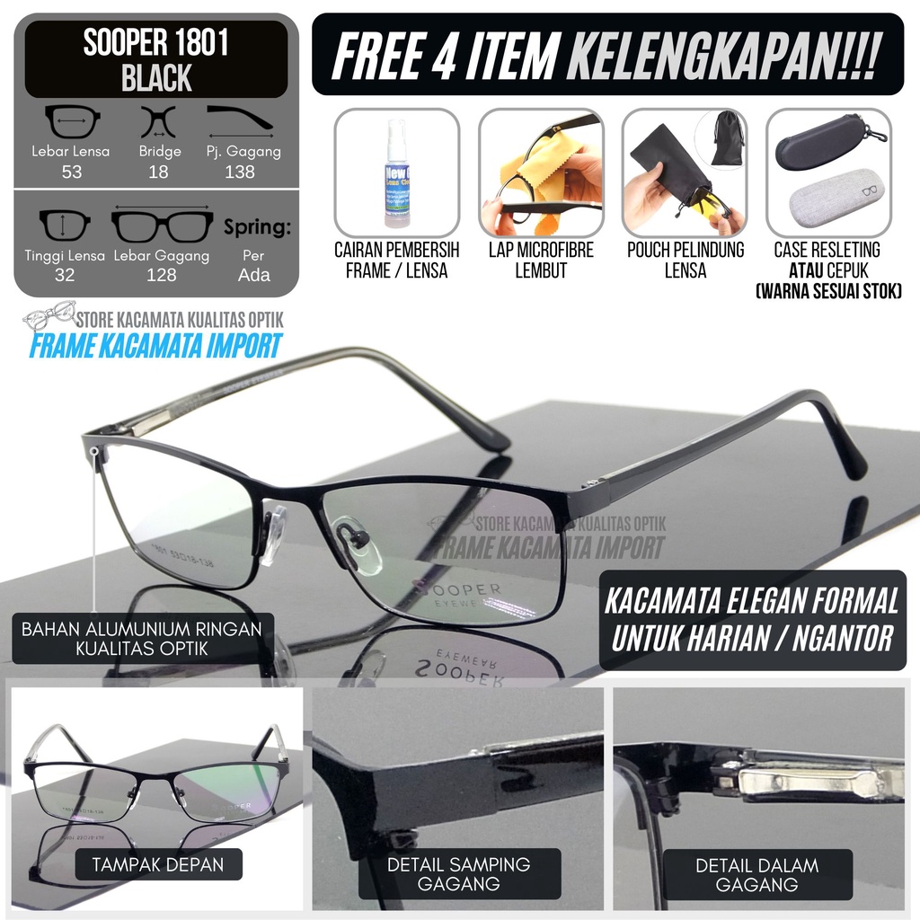 Frame Kacamata Minus Pria Elegan Simpel Minimalis
