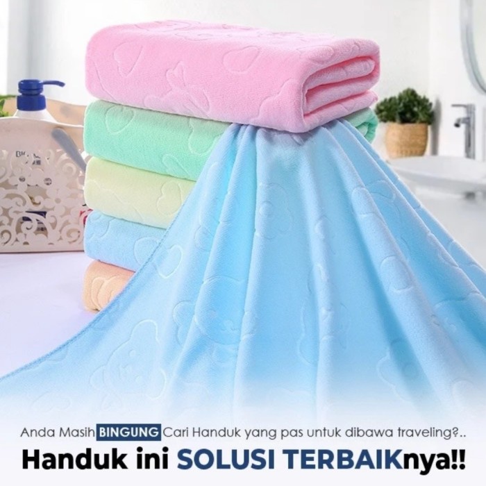 Handuk Mandi Warna PREMIUM MICROFIBER 70x140cm Travel Towel SuperSerap