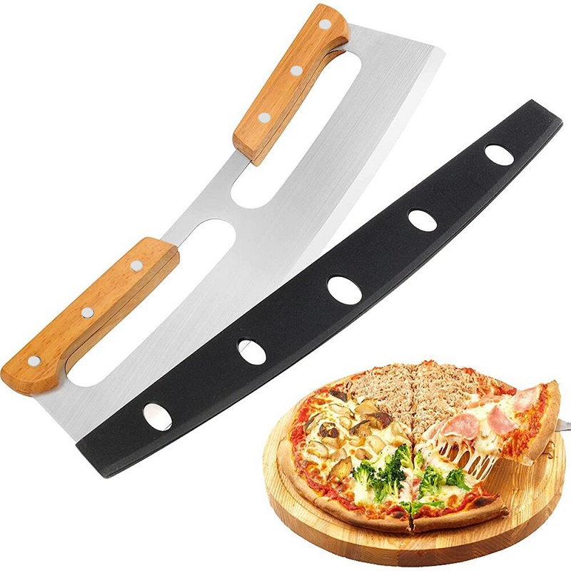 Pisau Pemotong Pizza Adonan Stainless Dough Scrapper Pizza Cutter Double Handle