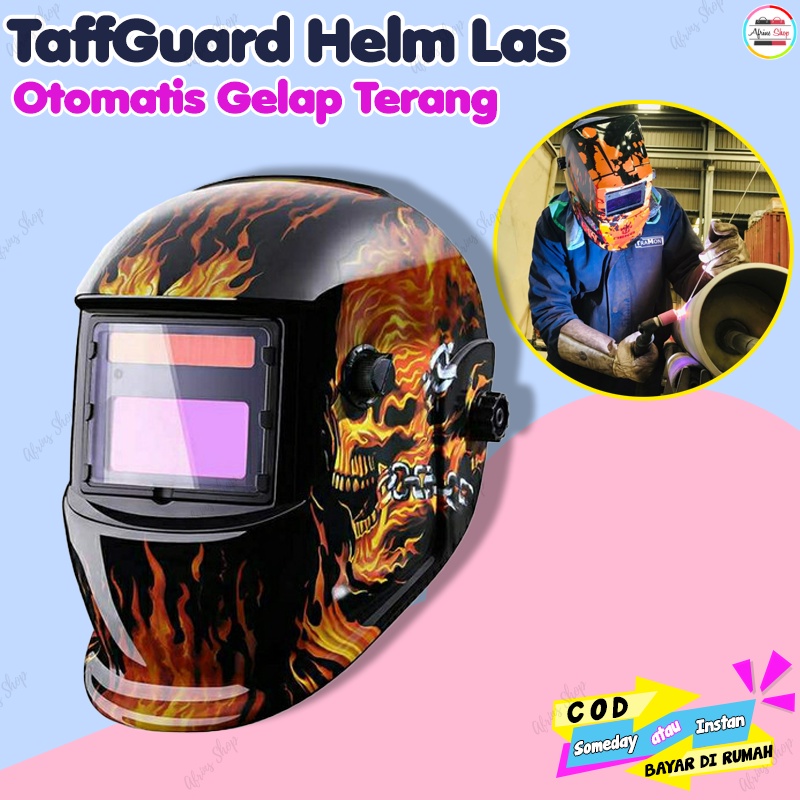 Helm Las Otomatis Gelap Terang Auto Darken Helm Las Ghost Rider
