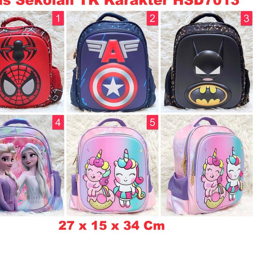 ◌ Tas Ransel Sekolah Anak TK Karakter Spiderman Frozen Unicorn HSD7013 toko-asemka ♨