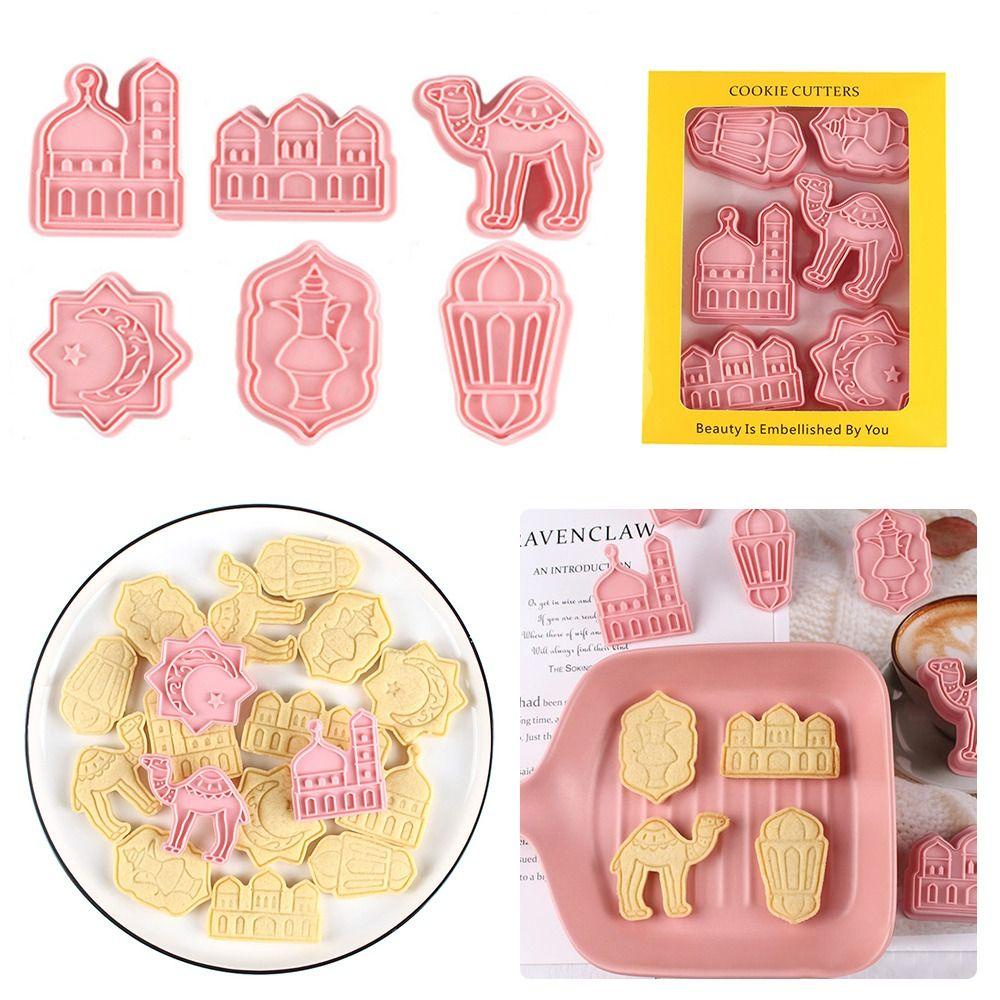 Solighter 6pcs/set Cetakan Kue Fondant Makanan Eid Mubarak Islam Muslim Festival Cookie Cutter