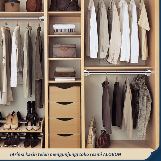 Ω ALOBON Tiang Gantungan Baju Handuk Tanpa Paku/ Gantung Dinding/ Tembok/ Tiang Horden/ Jemuran Serb