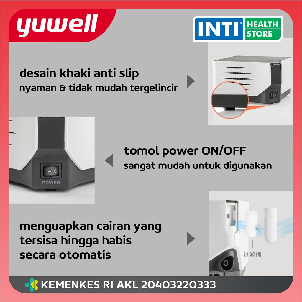 Yuwell Nebulizer Air Compressor 403M | Alat Uap Terapi Batuk Pilek