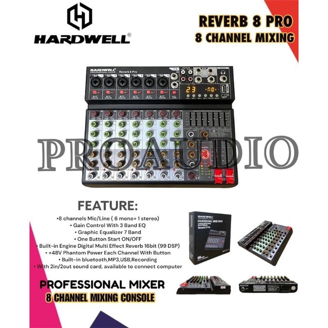 Mixer Audio 8 Channel HARDWELL Reverb8 Pro Reverb 8 Pro Original