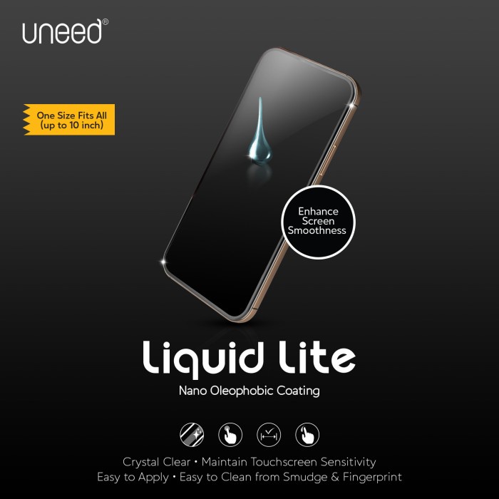 Terlaris Uneed Nano Oleophobic Coating Screen Protector Hp/Tablet - Liquid Lite