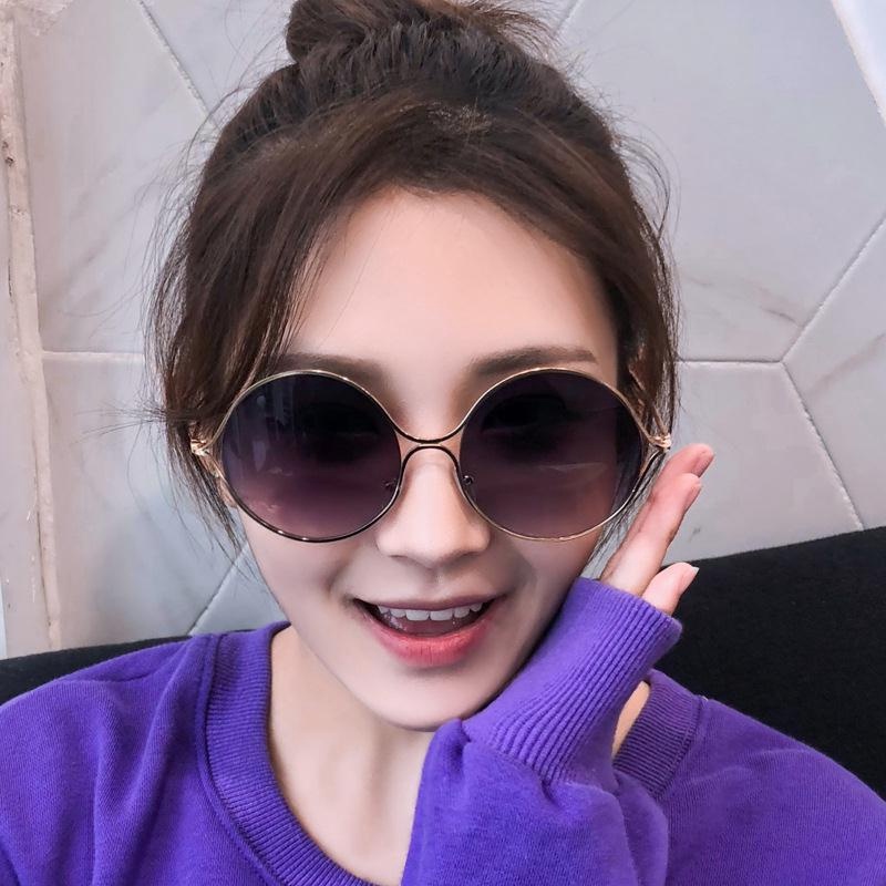 (YUZHU) Baru Fashion Oversized Bingkai Bulat Kacamata Korea Fashion Bingkai Logam Anti Cahaya Biru Eyeglasses