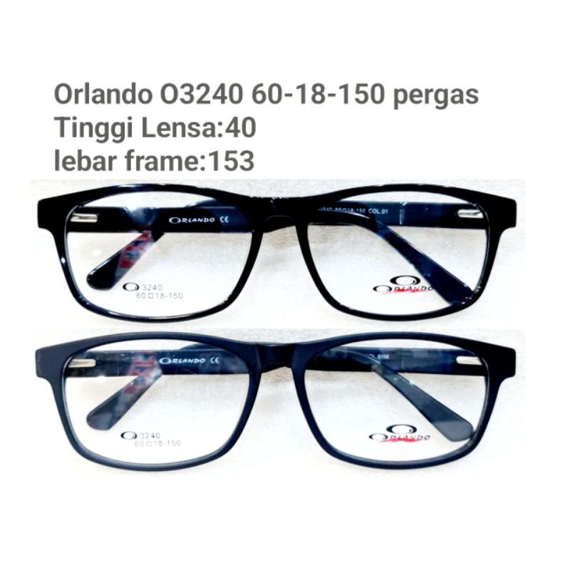 FRAME KACAMATA SIZE LEBAR BIG SIZE ORLANDO O3240 60-18-150 KAKI PERGAS