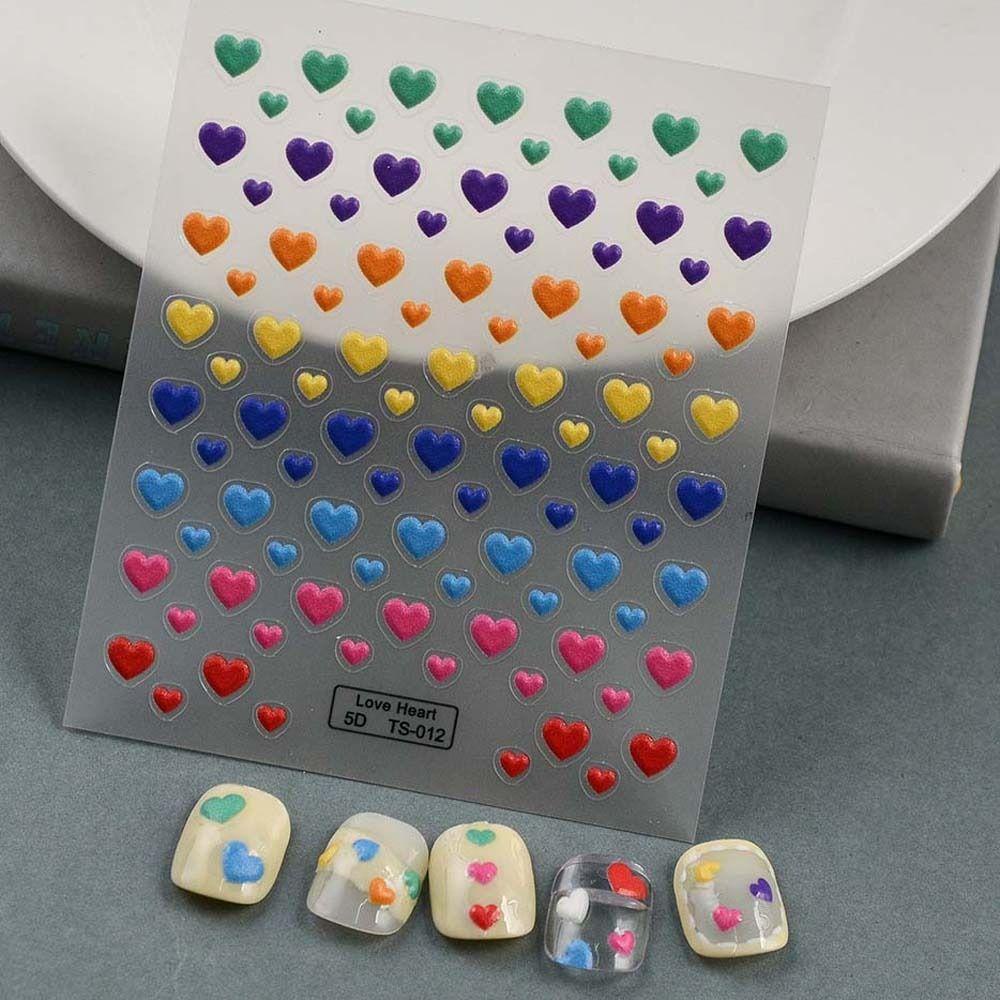 Mxbeauty Stiker Kuku Hati Sweet Hollow Heart Peach Heart Self Adhesive Nail Art Dekorasi