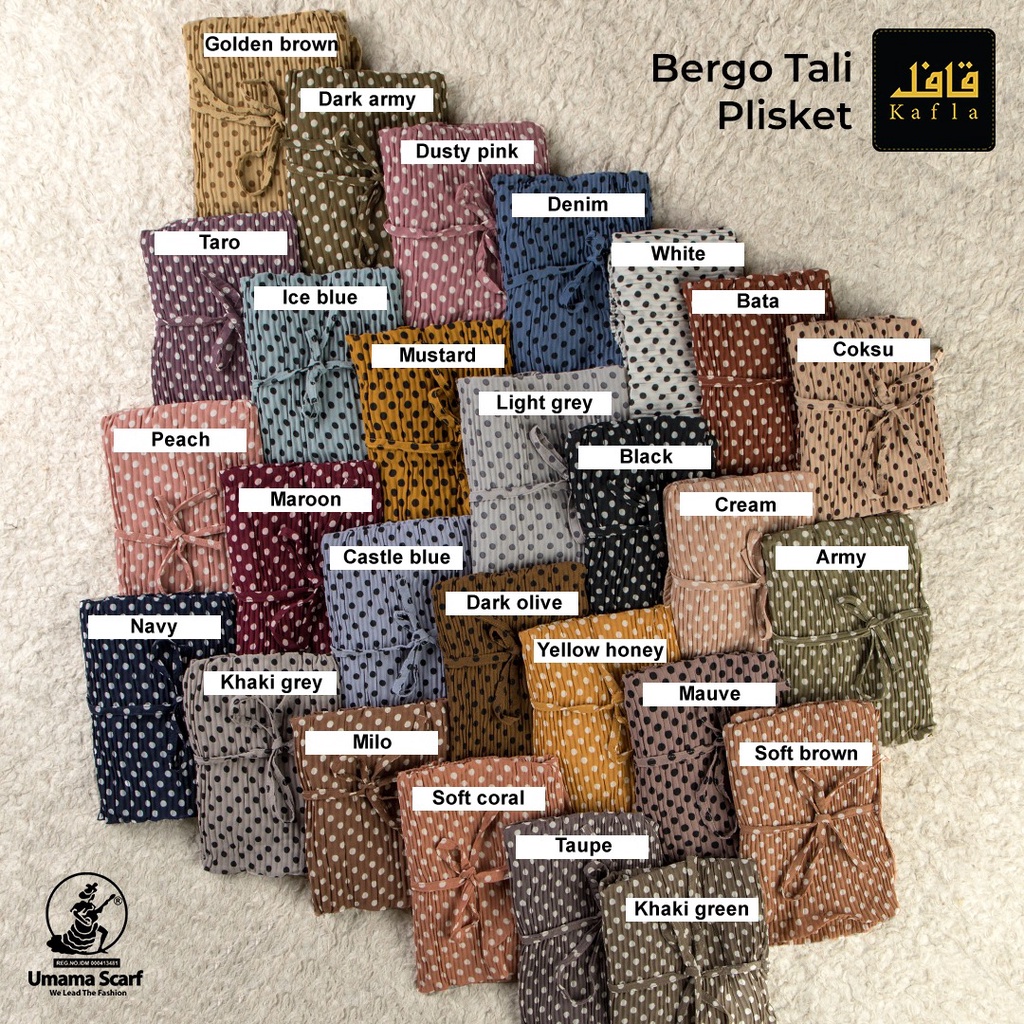 Hijab/Kerudung Bergo Plisket Tali Umama Scarf