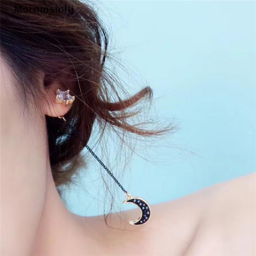 Mornin Bulan Bintang Planet Drop Menjuntai Anting Asimetris Kristal Anting Wanita Perhiasan id