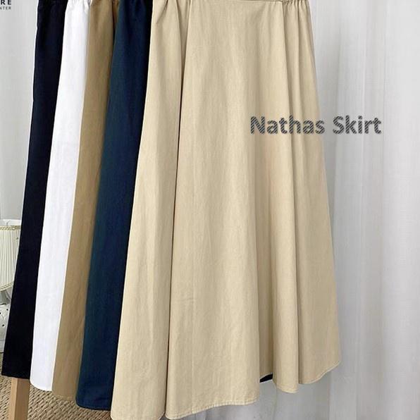( COD ) Bawahan Rok Wanita Casual NATHAS SKIRT Panjang Nyaman Modis Bahan Linen Cantik Modern Remaja