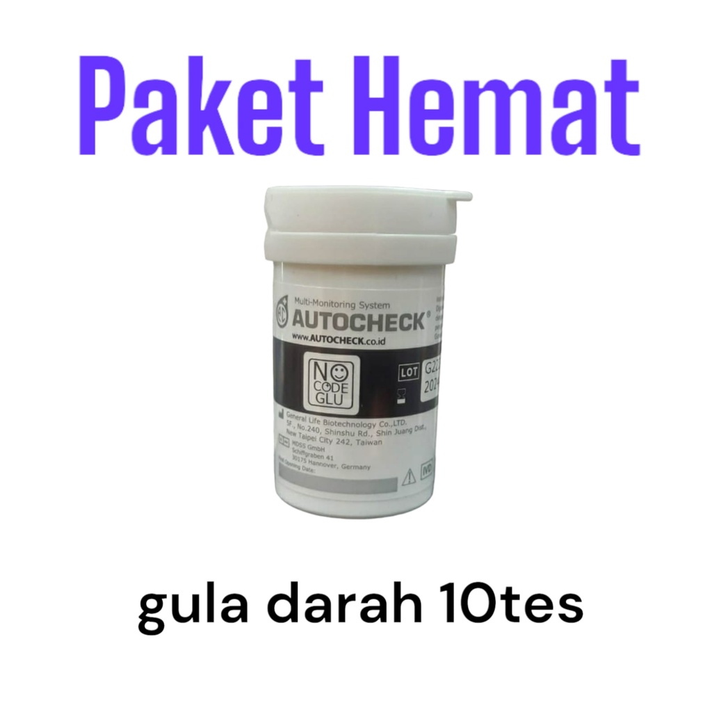 PAKET HEMAT AUTOCHECK, Alat tanpa strip/ PAKET HEMAT Strip 3macam / Kolesterol strip 5tes/ Asam urat Strip 10tes / Gula darah Strip 10tes