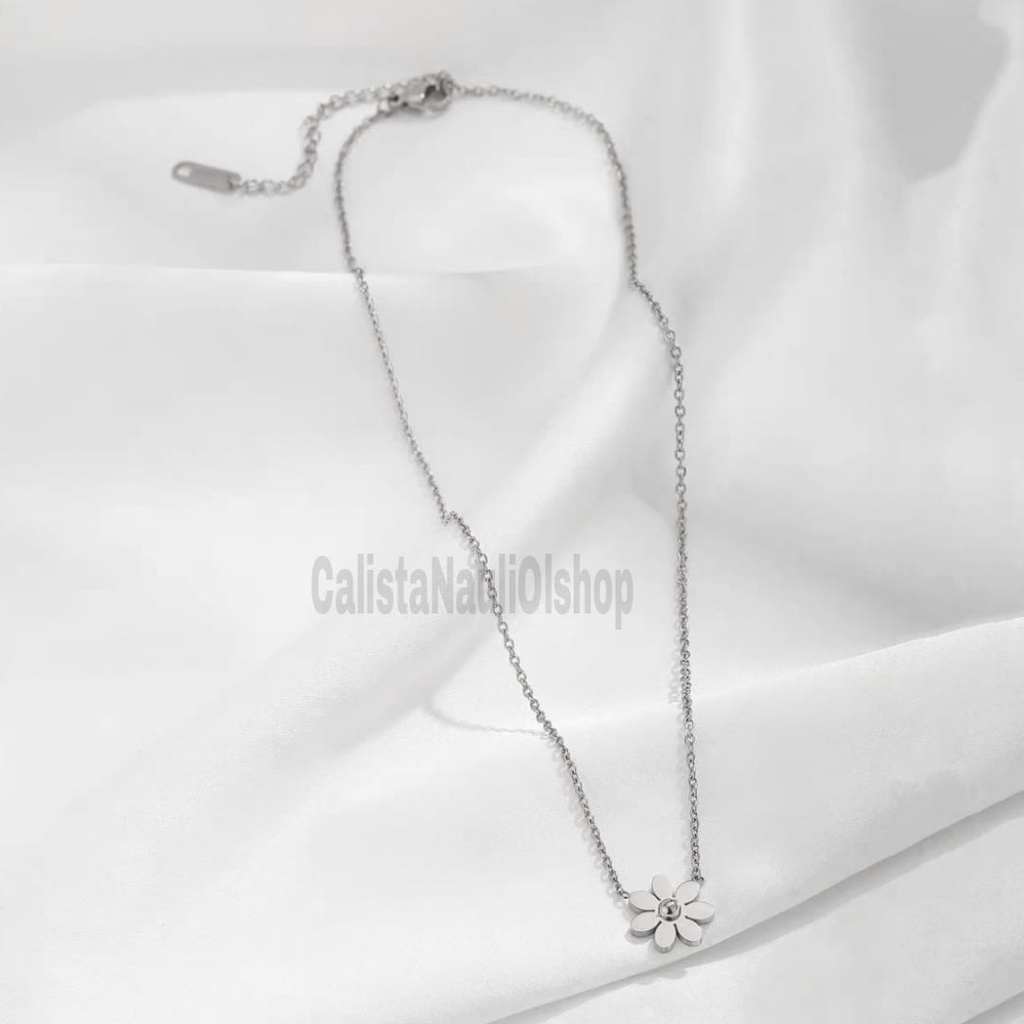 Kalung Titanium Bunga Daisy Fashionable Anti Karat Dan Anti Luntur