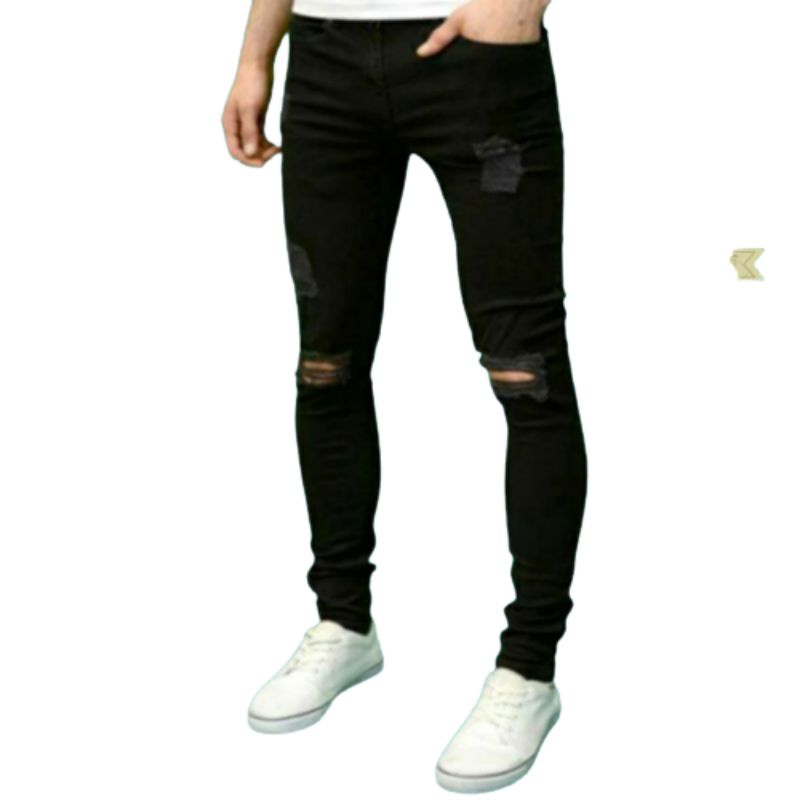 CELANA JEANS PRIA SOBEK RIPPED PENSIL SKINNY SLIMFIT DENIM STRECTH PREMIUM 27-38