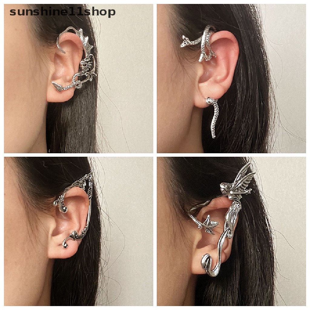 Sho Gothic Elves Ear Cuff Cartilage Climber Ear Wrap Retro Perak Stud Earring Punk Hip Hop Klip on Statement Earrings Hadiah N