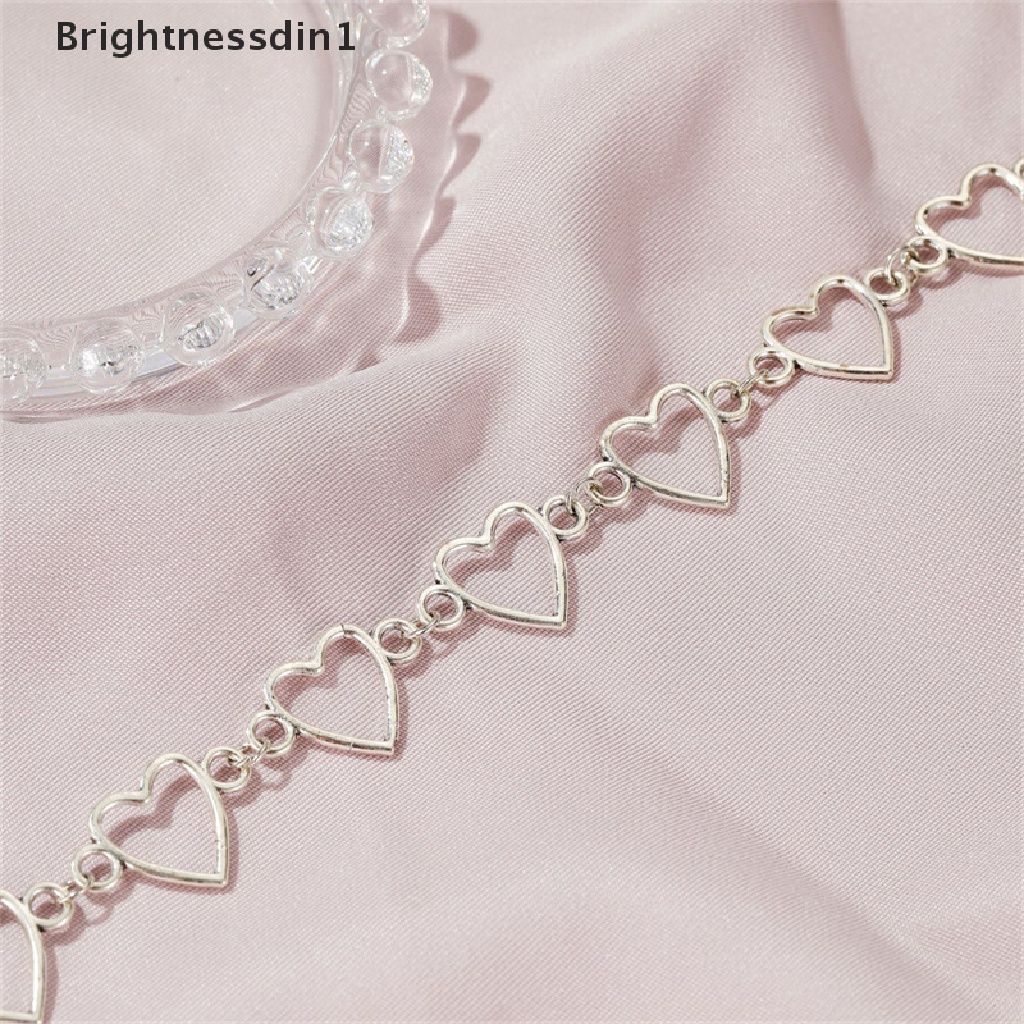 [Brightnessdin1] Berongga Cinta Manis Hati Choker Kalung Pernyataan Hadiah Pacar Dua Warna Lucu Kalung Perhiasan Butik