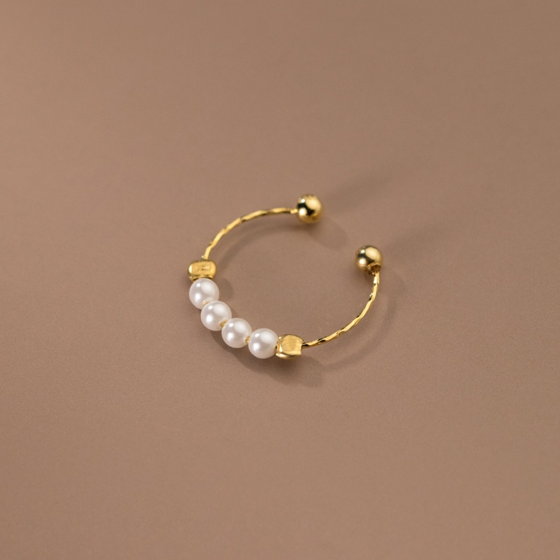 Roselife Korea Retro Mutiara Manik-Manik Cincin Untuk Wanita Gadis Elegan Susun Knuckle Rings All Size Match Open Fashion Jari Perhiasan Hadiah
