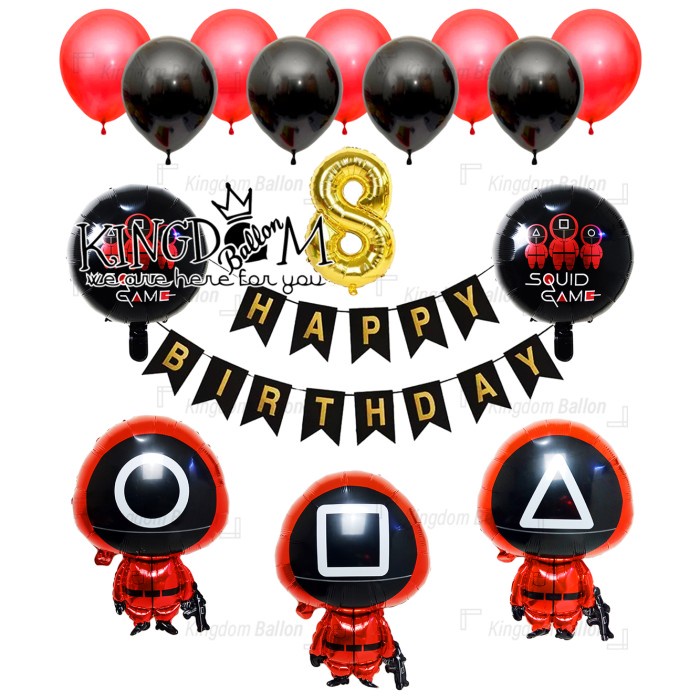 Paket Dekorasi Ultah Tema Squidgame #5 / Paket Dekorasi Ultah Anak