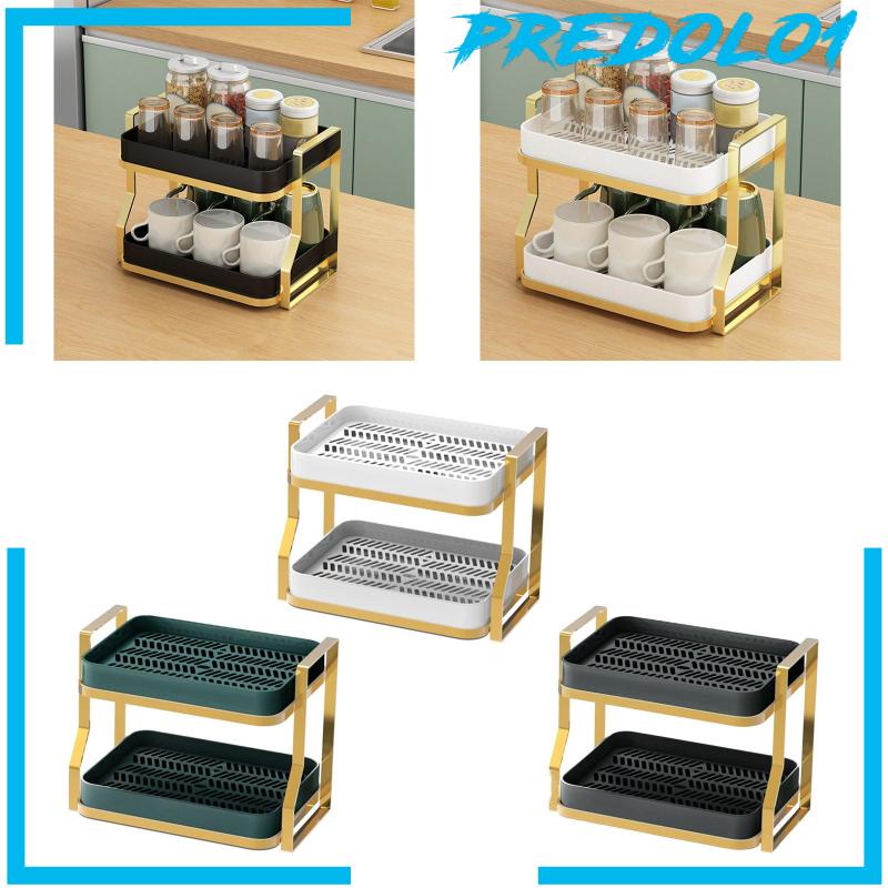 [Predolo1] Rak Organizer Meja Dapur Double Layer Dengan Nampan Tiris