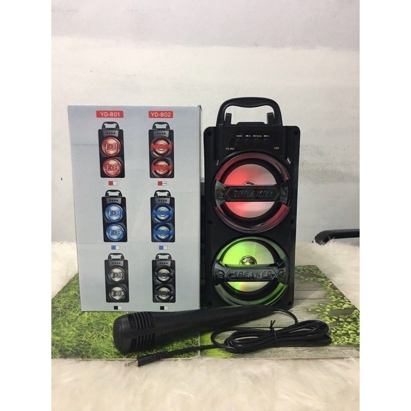 Speaker Bluetooth YD-801/MH-36BT Bonus Mic 3 Inchi Salon Aktif Portable Radio Fm/Speaker Wireless Led Hifi Stereo