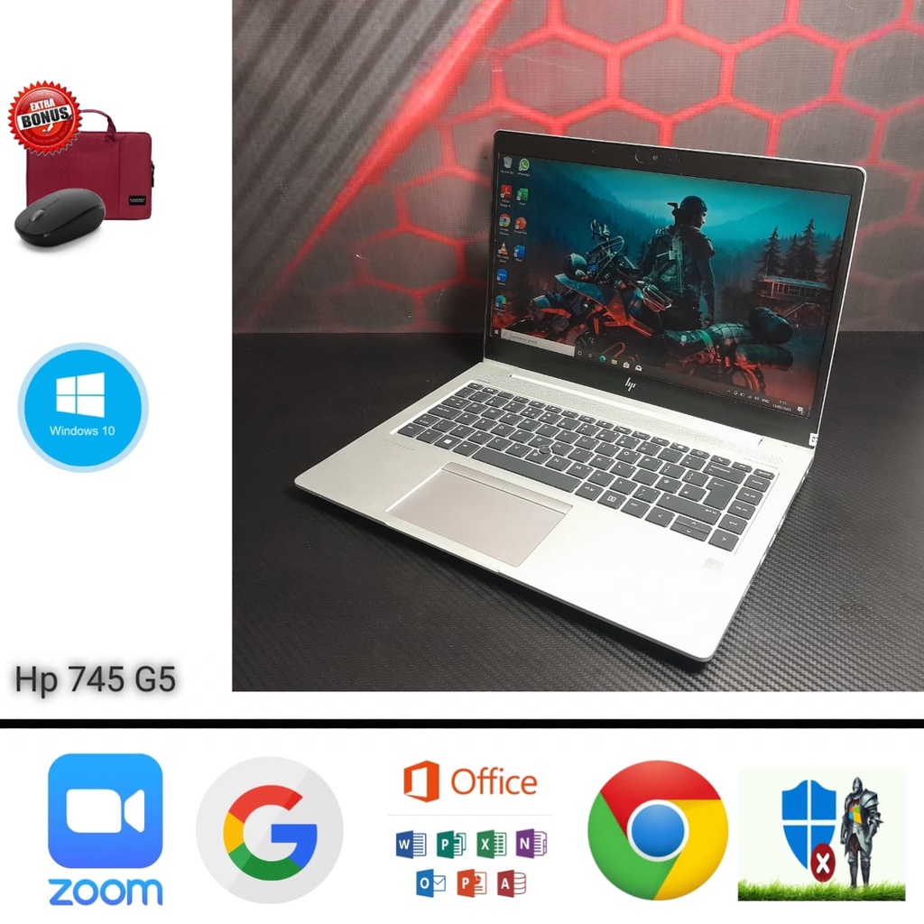 Laptop Hp Elitebook 745 G5 AMD Ryzen Pro 5 Ram 8GB SSD 256GB Windows 10 Siap Pakai