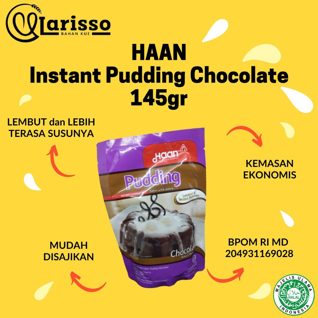 

HAAN INSTANT PUDDING CHOCOLATE 145GR POUCH PREMIX PUDDING RASA COKLAT