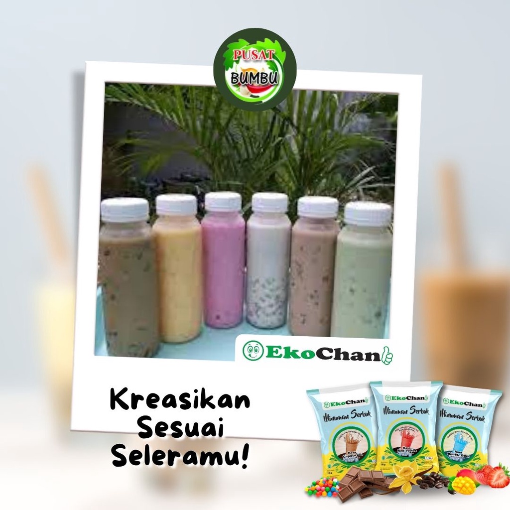 Bubuk Minuman Aneka Rasa 250 gram / Serbuk Minuman Instan EkoChan / Powder Drink Stroberi Coklat Matcha Redvelvet  Vanilla Latte Taro Milkshake / Pusat bumbu