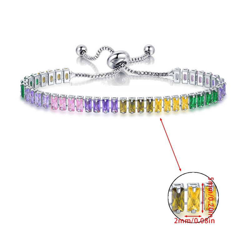 Gelang Zirkon Warna-Warni Untuk Wanita Warna Rose Gold Warna Perak Pesona Kristal Yang Dapat Disesuaikan Gelang Gadis Pesta Fashion Perhiasan