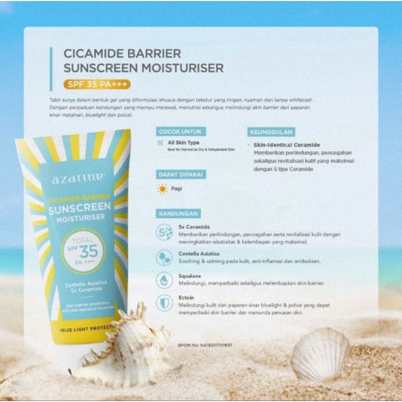 Azarine Cicamide Barirer Sunscreen Moisturiser 40 ml SPF35 PA+++