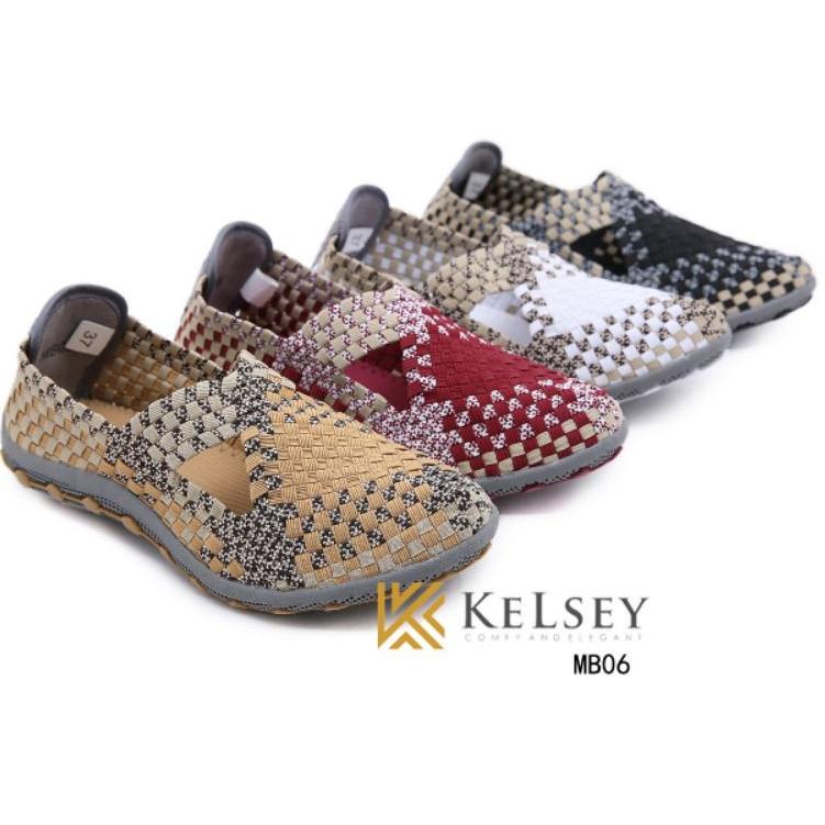 Sale Kelsey Sepatu Slip On Rajut Wanita /  Rajut Shoes Wanita MB06 Flats Shoes Rajut anyaman Women S