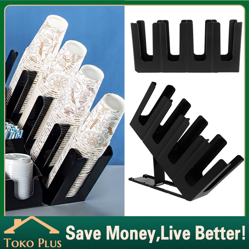 【Lipat】Rak Rack Paper Cup Organizer Dispenser Organizer Paper Cup Coffee Cup 4 Slot Rak Cafe Rak Gel