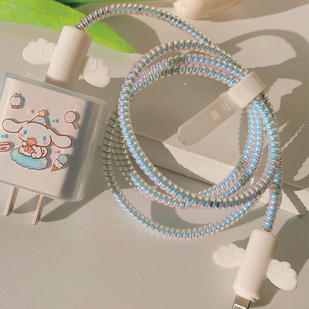 1.6m Pembungkus Kabel Laser Cable Protector Wrapper Bungkus Kawat Perlindungan Headphone USB Data Sync Line Spring
