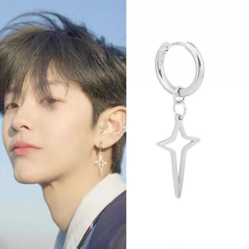 Siy Anting Hoop Berengsel Silang Segitiga-Charm Menjuntai Earring Untuk Wanita Gadis Remaja